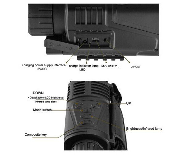 8X Digital Zoom Hunting Gun Night Vision Device with 5MP Camera