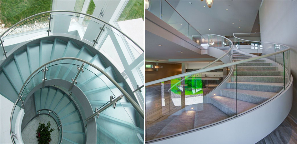 Curved Aluminum Glass Railing With Laminated Glass, High Quality Curved ...