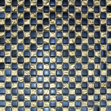 Gold Black Metal Plated Floor Glass Mosaic