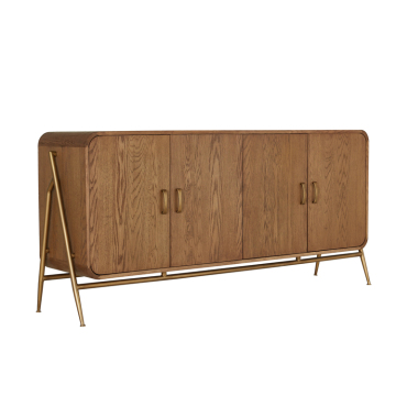 Mevrouw Woods: Modern Dining Room Furniture - Gold Metal en massief eiken houten dressoir