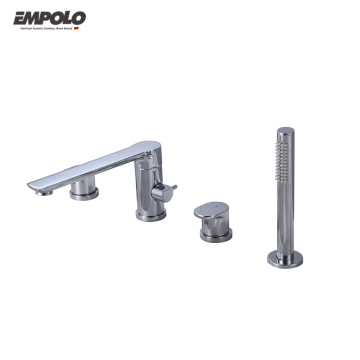 Silver Bathroom Shower Mixer Faucet with 4 Holes - High Quality Cold Hot Water Faucet