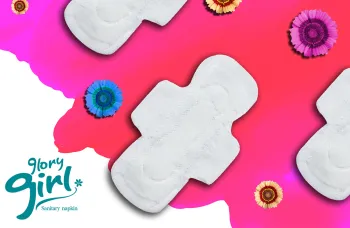 Female cotton sanitary napkin with wings