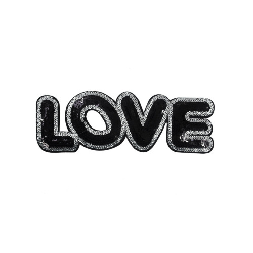 Love letter patches zwart pailletten borduurwerk