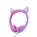 LED glowing cat ears kids headphone