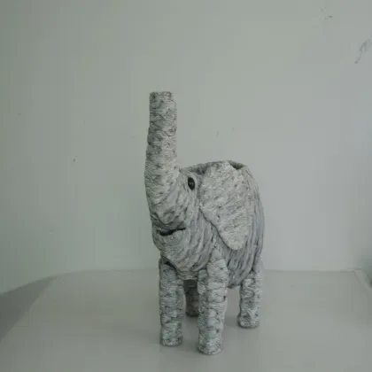 wash white water hyacinth elephant decoration pot