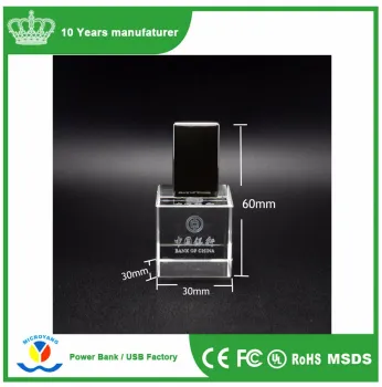 2gb-32gb Free Custom 3D Logo Inside Cubic Crystal USB 2.0 Memory Flash Drive