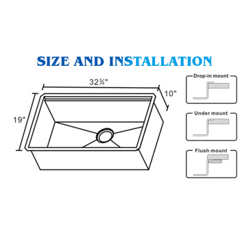 Undermount lavabo de cuisine en acier inoxydable fait à la main