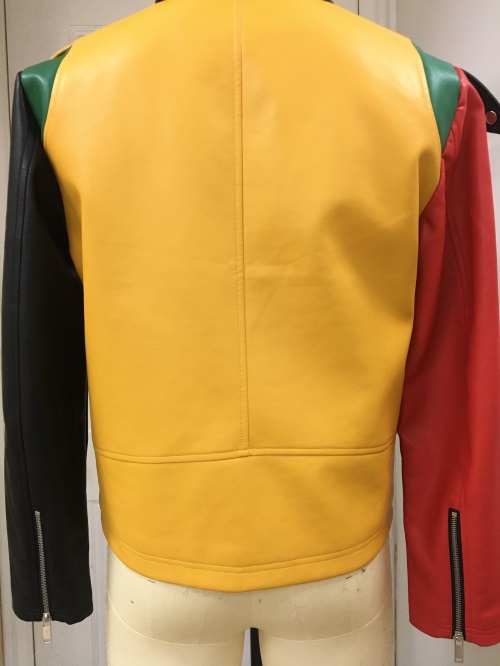 Chaqueta de moto de piel sintética multicolor para hombre