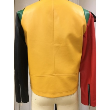 Herren Multi Color Kunstpelz Motorradjacke