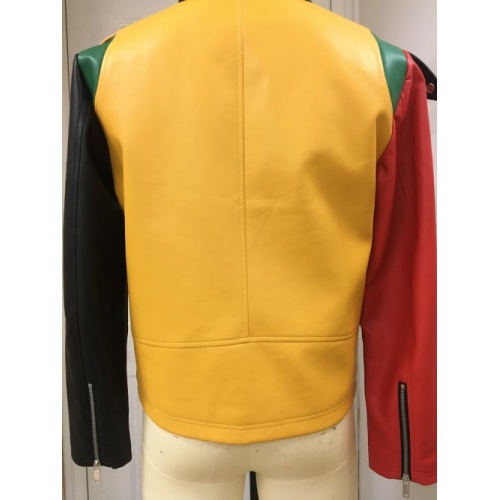 Herren Multi Color Kunstpelz Motorradjacke