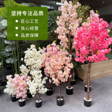 Arbre de fleur de cerisier artificiel pour l'intérieur: pot souhaitant arbre pour le bureau et les mariages