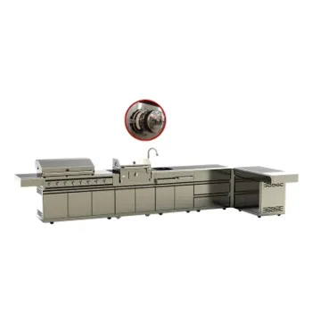 Modern L Shape Outdoor Kebab BBQ Rust Resistant Cabinet Barbecue Grill Kitchen