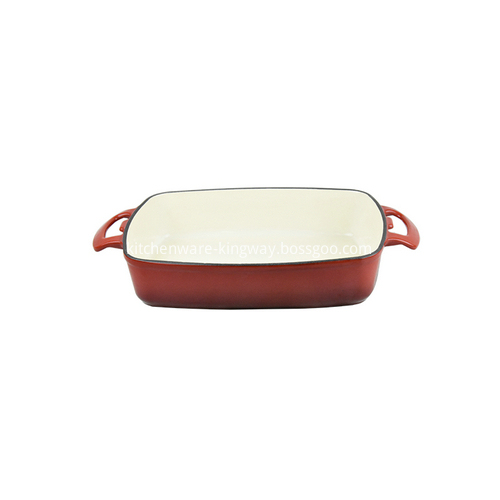 Red Cast Iron Rectangular Roasting Dish