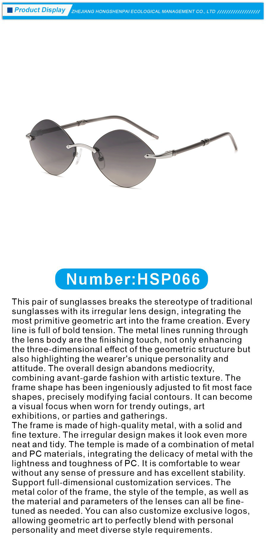 Hybrid Material Rimless Sunglasses