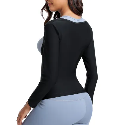 Women's Sauna Suit: Zipper Workout Sweat Body Shaping Suit