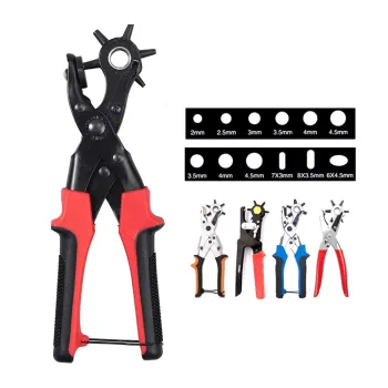 10\" TPR Handle Revolving Head Eyelet Hole Punch Plier for Shoe, Watchband, Leather Belt Hole Punching Tool