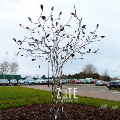 Garden outdoor large art metal statue stainless steel tree of life sculpture