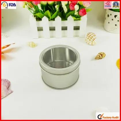 food pack silver round window metal box