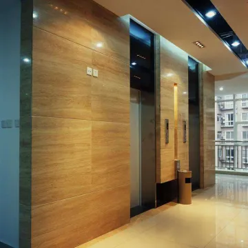 450~1600kg Passenger Elevator Golden Titanium Etching Cabin