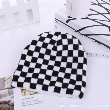 Women ribbed knit satin lined beanie hats