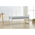 Bench de tecido moderno com pernas de aço inoxidável prateado