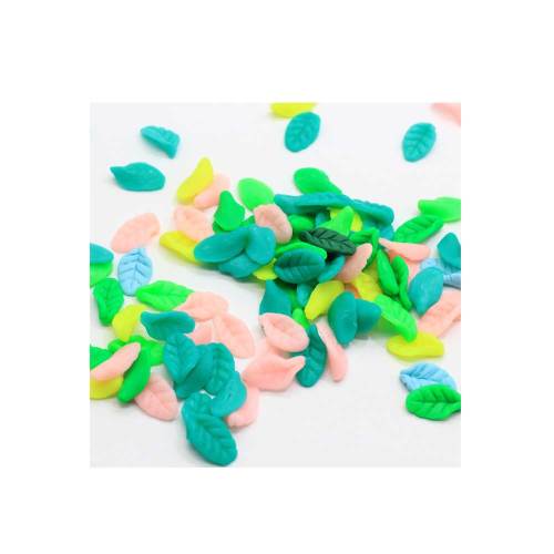 Conception mignonne 100 pièces Mini feuille d&#39;arbre pas cher perles d&#39;argile polymère souple pas cher coloré Kawaii pour la décoration bricolage Slime fournitures