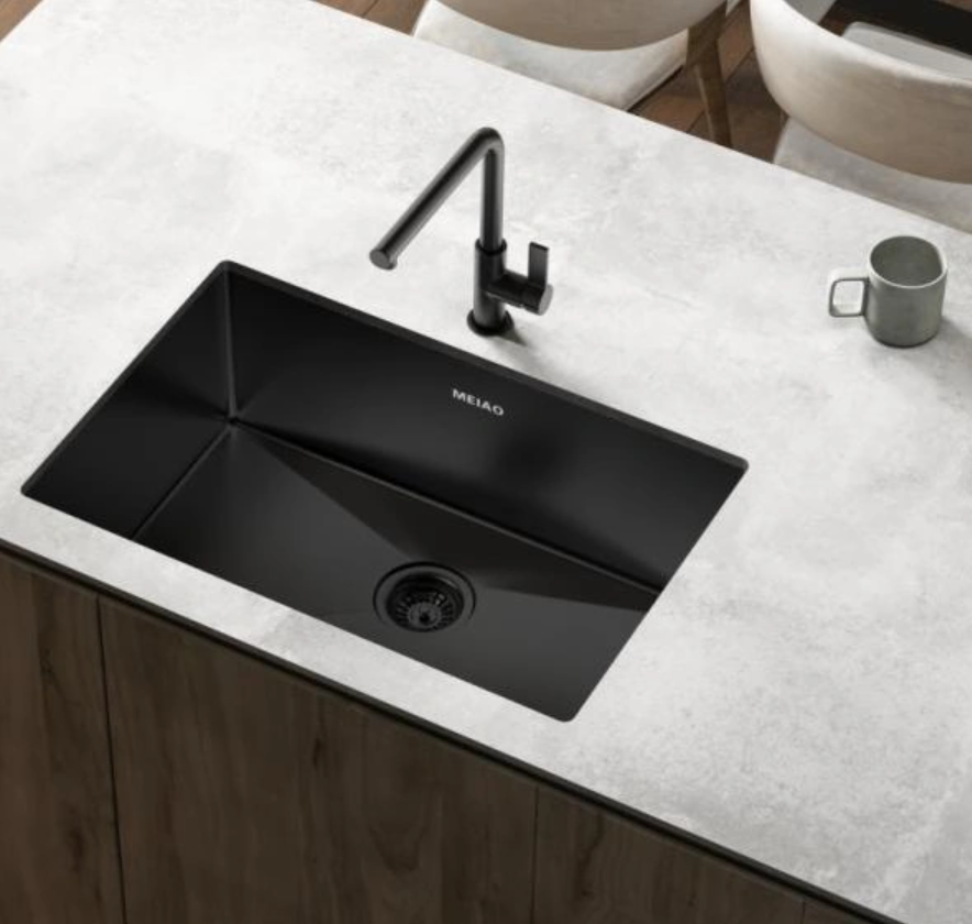 Black PVD nano stainless steel sink