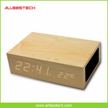 Wooden Bluetooth Portable Speaker,Alarm,Clock,Touch Music Easily