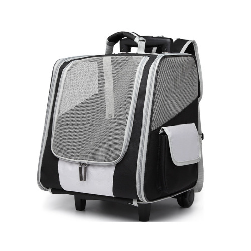 Breathable Mesh Pet Trolley Case Backpack On Wheels