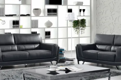 Classic Black Leather Sofa