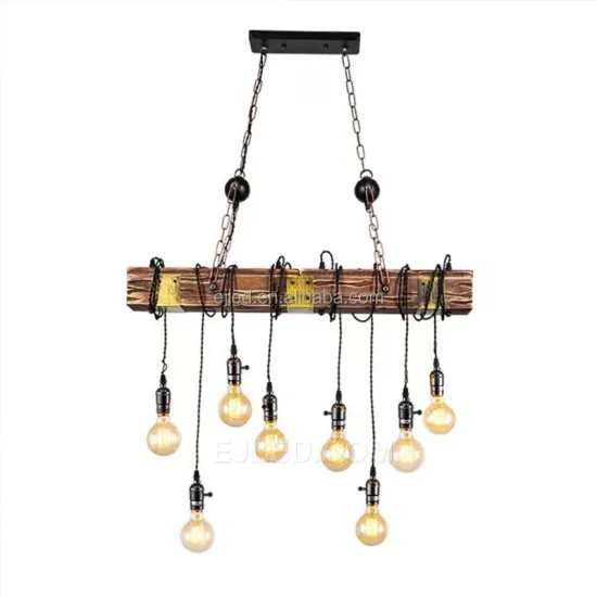 Farmhouse Rustic Chandelier: Wooden Pendant Light with E27 Socket for Dining Room - WD0031