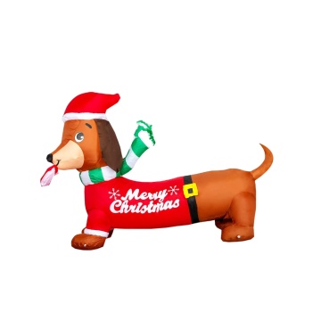 Christmas Pet Decoration: Inflatable Sausage Dog Holiday Courtyard Ornament