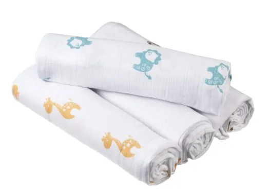 100% Cotton 47x47" (4-layer, 8-ply) Baby Quilted Muslin Blanket (Puffy Muslin)