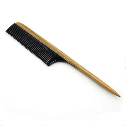 Long handle Pointed tail comb sandalwood horn comb