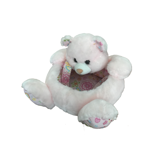 Basket For Easter Plush Bear Basket In Pink Supplier