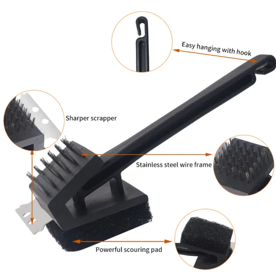Triple Function BBQ Grill Brush and Scraper: The Ultimate Cleaning Tool for Barbecue Enthusiasts