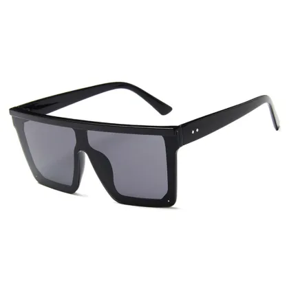 Women's Vintage Oversize UV400 Black Sunglasses - Luxury Brand Square Frames