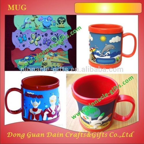 aquarium promotions gifts soft pvc mug cup with rubber patch coasted for kids