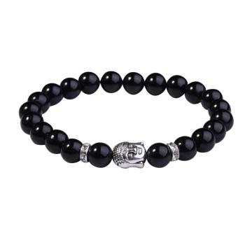 Black Onyx 8MM Gemstone Buddhism Prayer Beads Bracelets