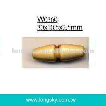 (#W0360) 30mm one hole bullet shaped wood coat toggle buttons