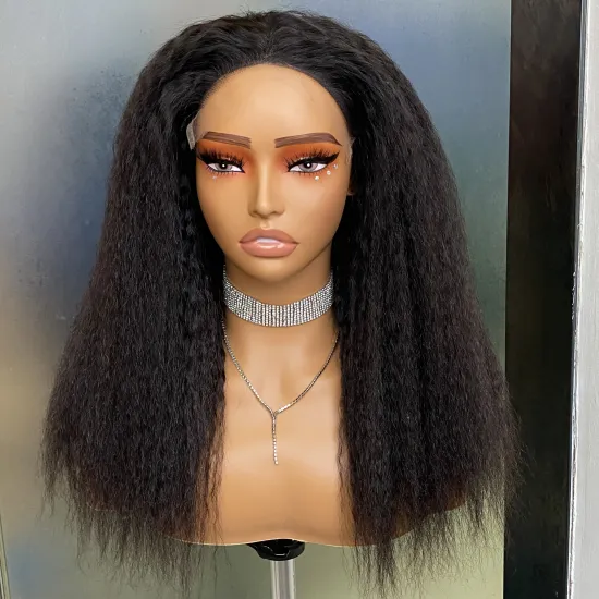 6x6 HD Lace Closure Glueless Wig - 100% Human Hair Wigs for Black Women (Brazilian Virgin Raw Hair Kinky Straight)