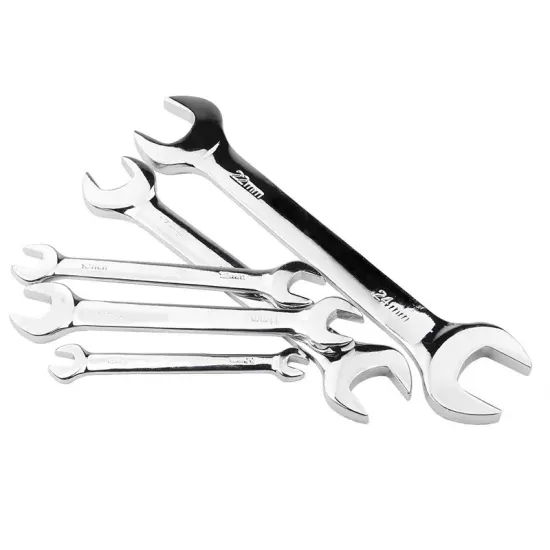 Professional 6-55mm CRV Spanner Wrench Set with Chrome Vanadium, Double Open End - Universal Handle Tools