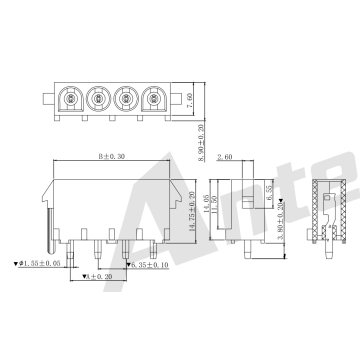 6.35mm 180 ° Wafer Connector Series AW6352VD-NP