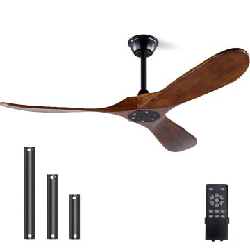 American Style Solid Wood Blades Quiet Ceiling Fan for Living Room and Garage
