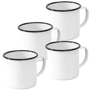 Custom Logo 350ml White Vintage Enamel Sublimation Mug with Handle