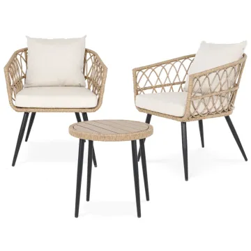 3 Pcs Outdoor Metal Wicker Bistro Set: Chair and Table