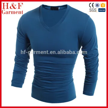 Provide sample v-neck mens plain long sleeve t shirt