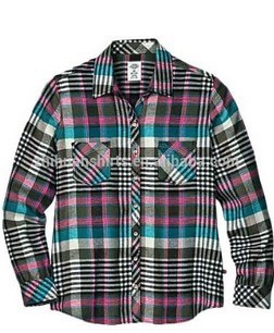 Plaid Long Sleeve Blouses For Ladies