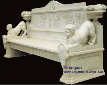 Marble Carving Bench with Statue