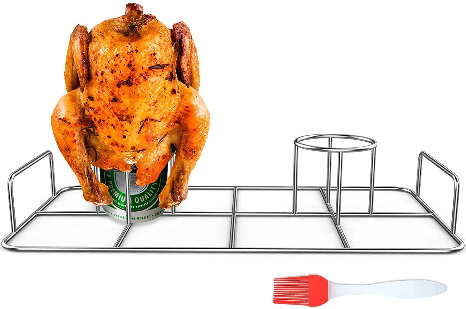 Double vertical two beer can chicken holder